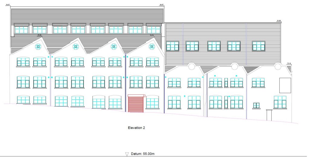Elevation drawings of a warehouse